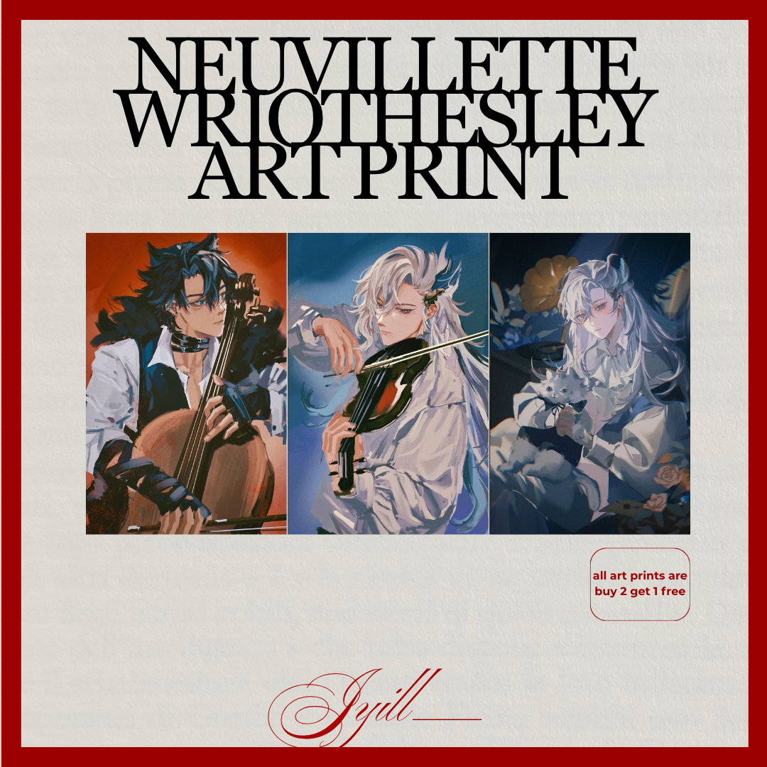 Genshin Impact Neuvillette &amp; Wriothesley Art Prints – Fan Art by Jyill