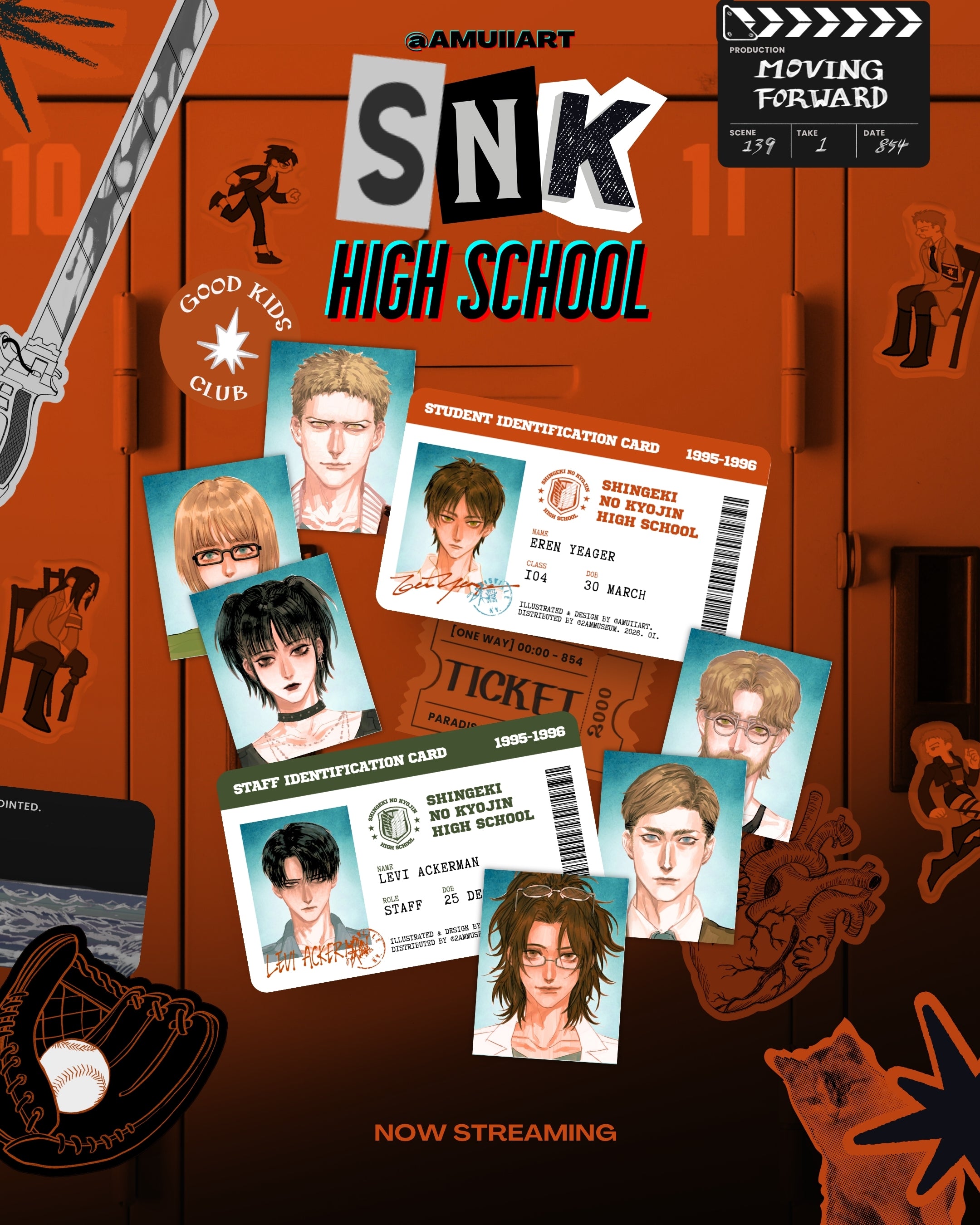 The SNK High School AU ID card | 2AM museum