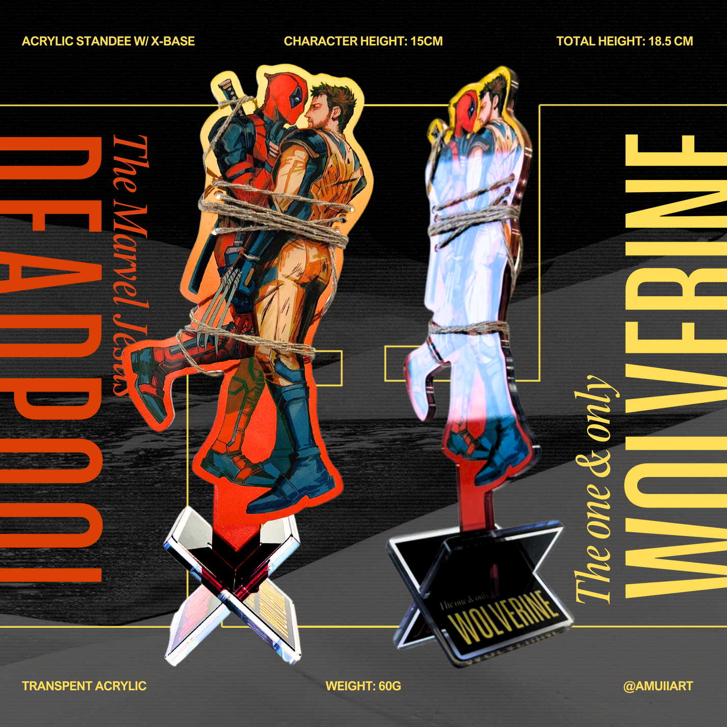 Deadclaws! Hang In There – Deadpool &amp; Wolverine Acrylic Charm / Standee (Poolverine)
