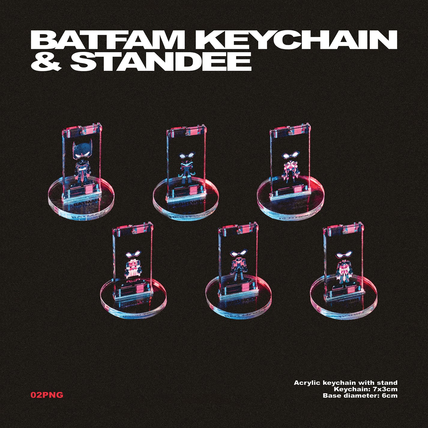DC Batfam Acrylic Keychain &amp; Standee – Batman, Nightwing, Red Hood by 02png