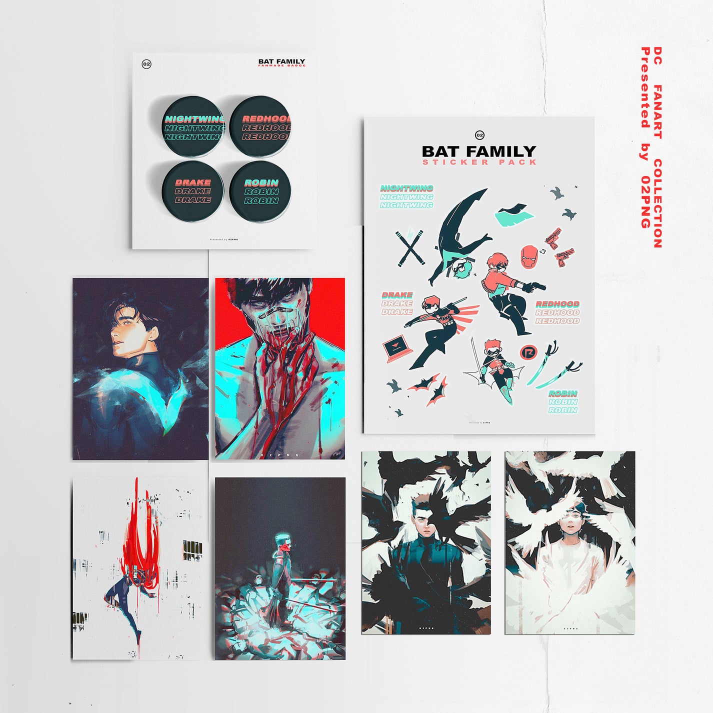 Black Bird DC Batfam Gift Set &amp; Sticker Sheet – Fan Art by 02png