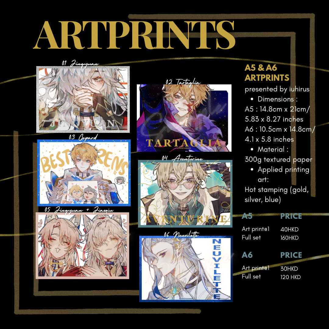 Genshin Impact &amp; HSR Art Prints Vol.1 – Fan Art by Iuhirus