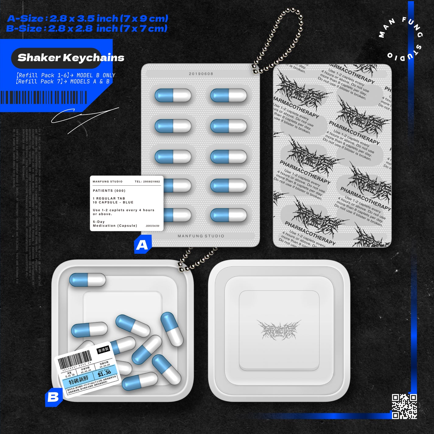 Original Character Shaker Keychains &amp; Refill Pack by MANFUNG