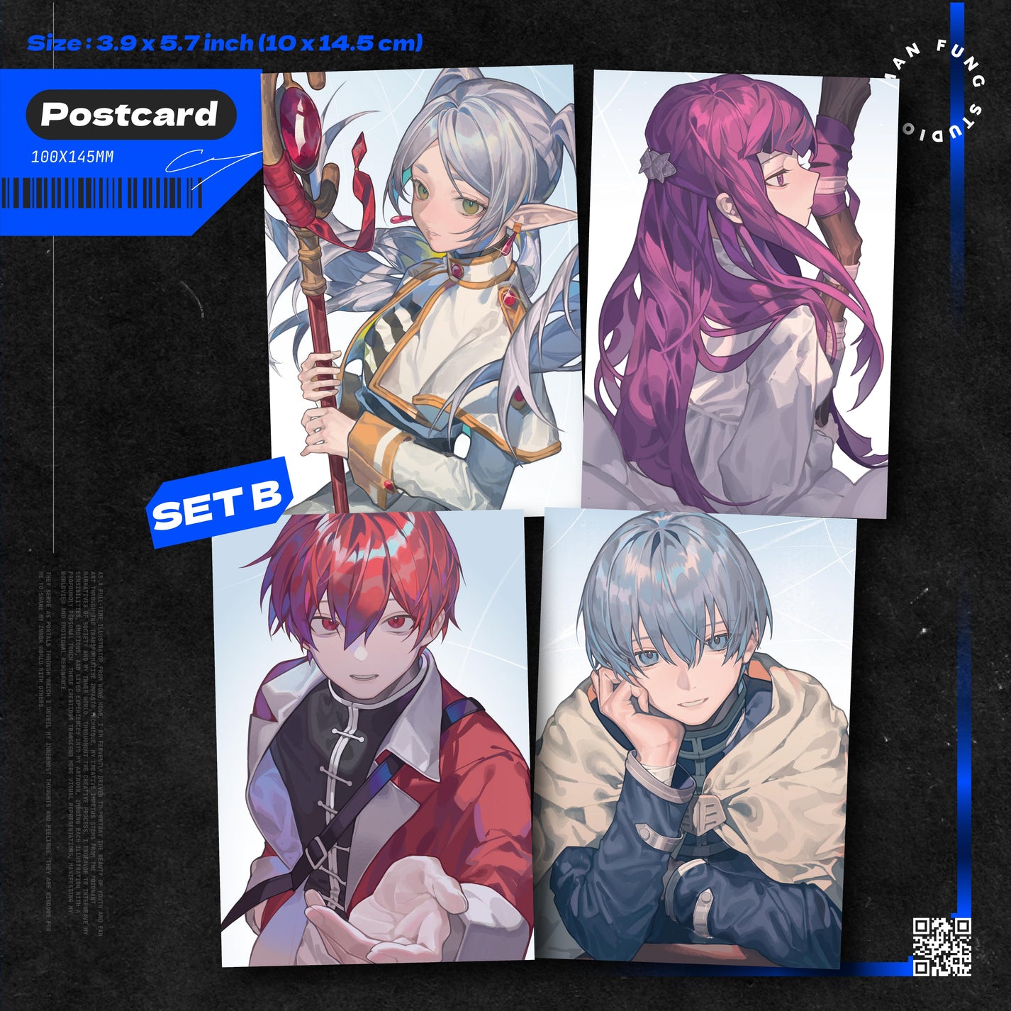 Fan Art Postcard Vol.1 – Frieren, Wind Breaker &amp; Kaiju No.8 by MANFUNG