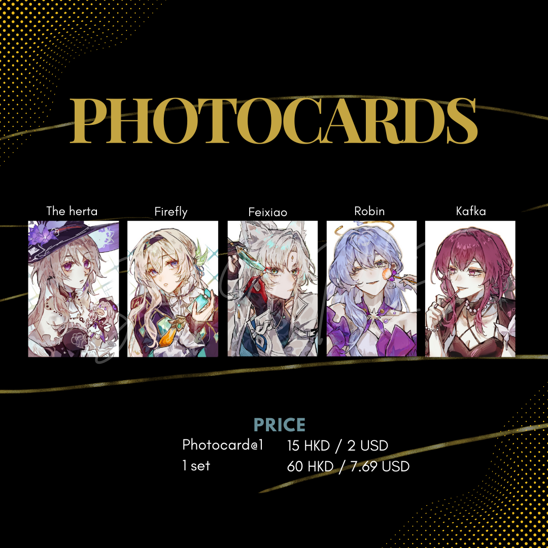 Honkai: Star Rail Photocards – Kafka, Robin, Feixiao Fan Art by Iuhirus
